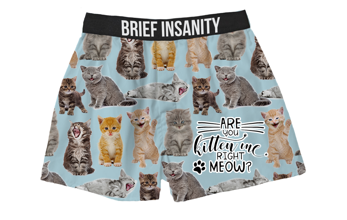 BRIEF INSANITY Are You Kitten Me Boxer Shorts