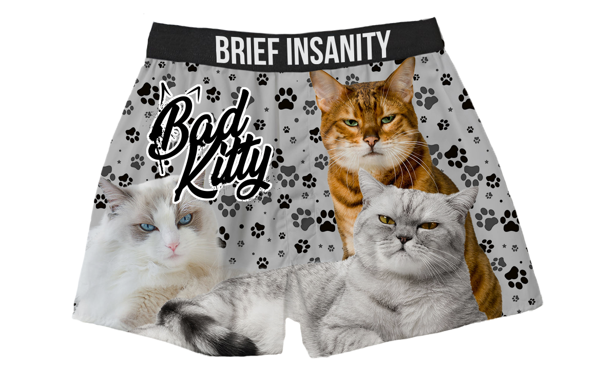 BRIEF INSANITY Bad Kitty Boxer Shorts