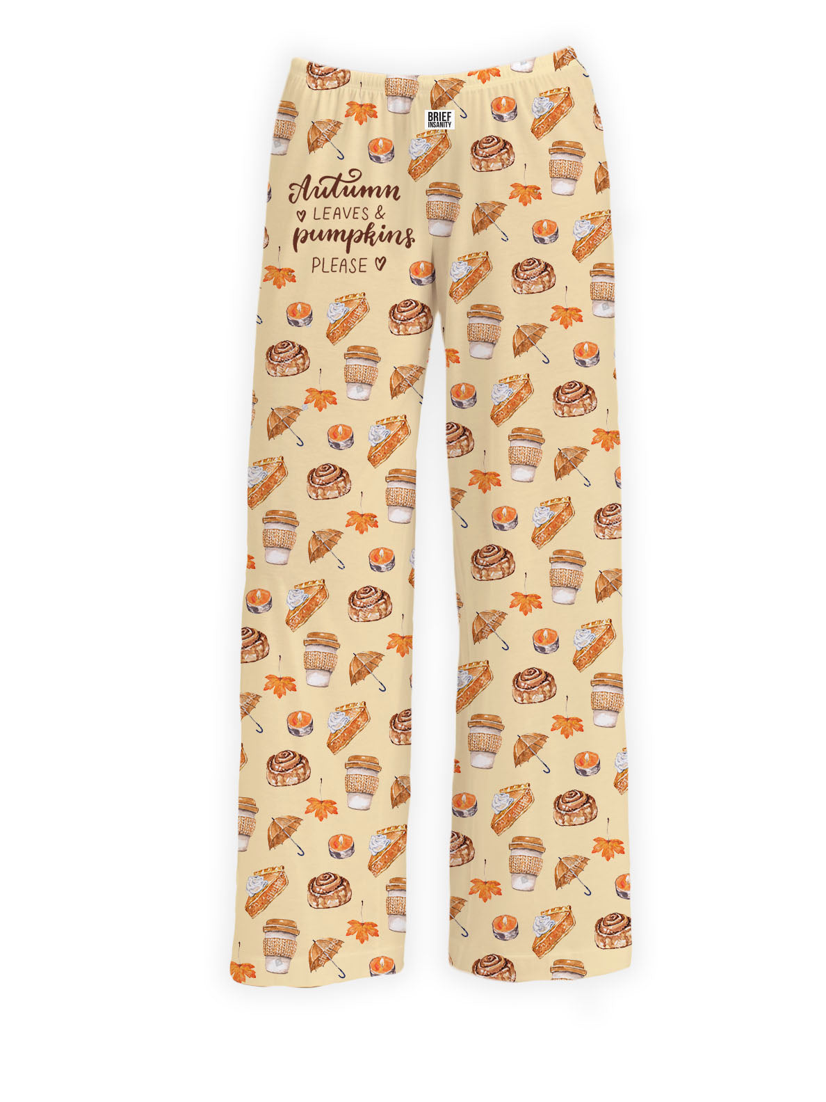 BRIEF INSANITY Autumn Leaves and Pumpkins Please Pajama Lounge Pants