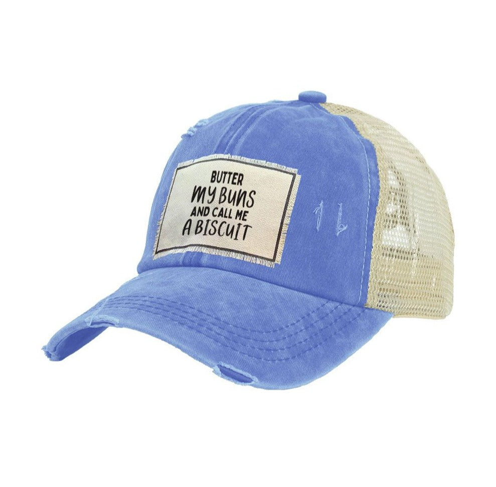 BRIEF INSANITY Butter My Buns Vintage Distressed Trucker Adult Hat