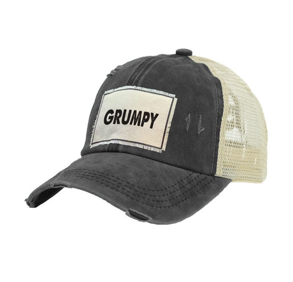 BRIEF INSANITY Grumpy Vintage Distressed Trucker Adult Hat