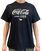 BRIEF INSANITY Coca-Cola Classic Vintage Black Short Sleeve T-Shirt on model (front view white background)