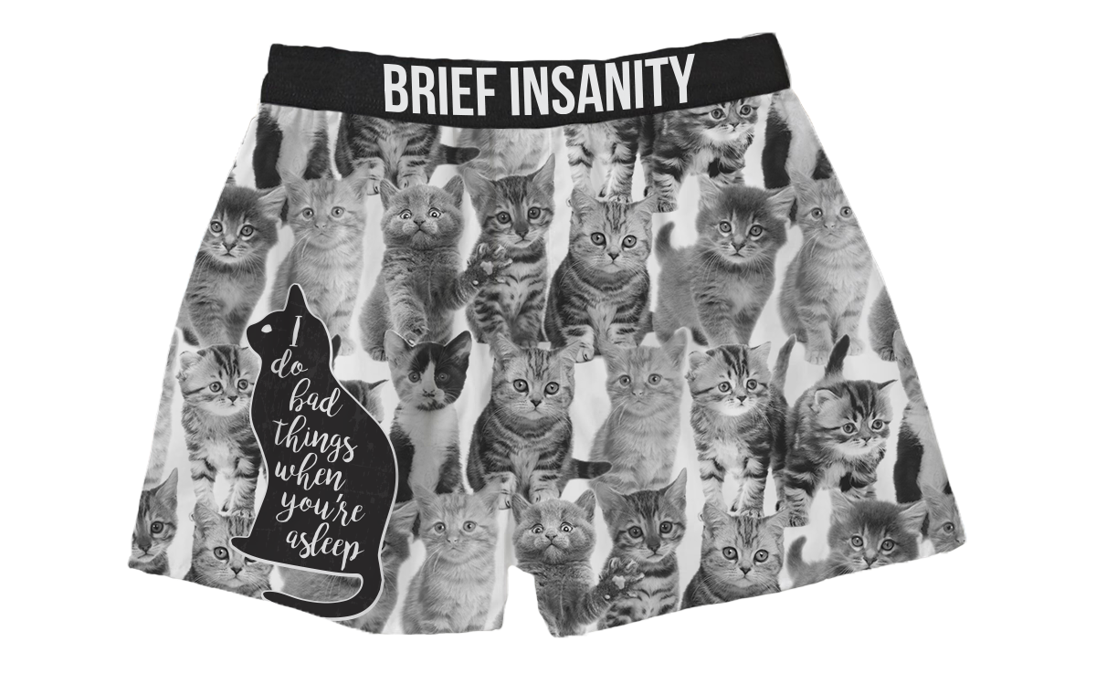 BRIEF INSANITY I Do Bad Things Cat Boxer Shorts