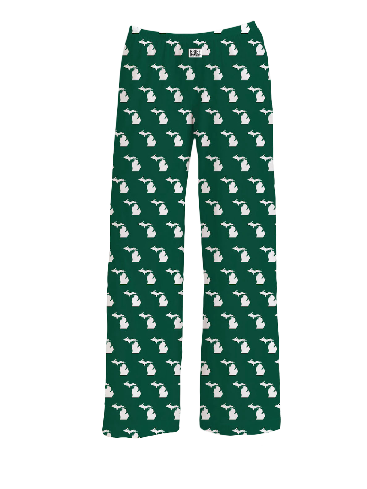 BRIEF INSANITY Michigan Pattern Pajama Pants in Green & White