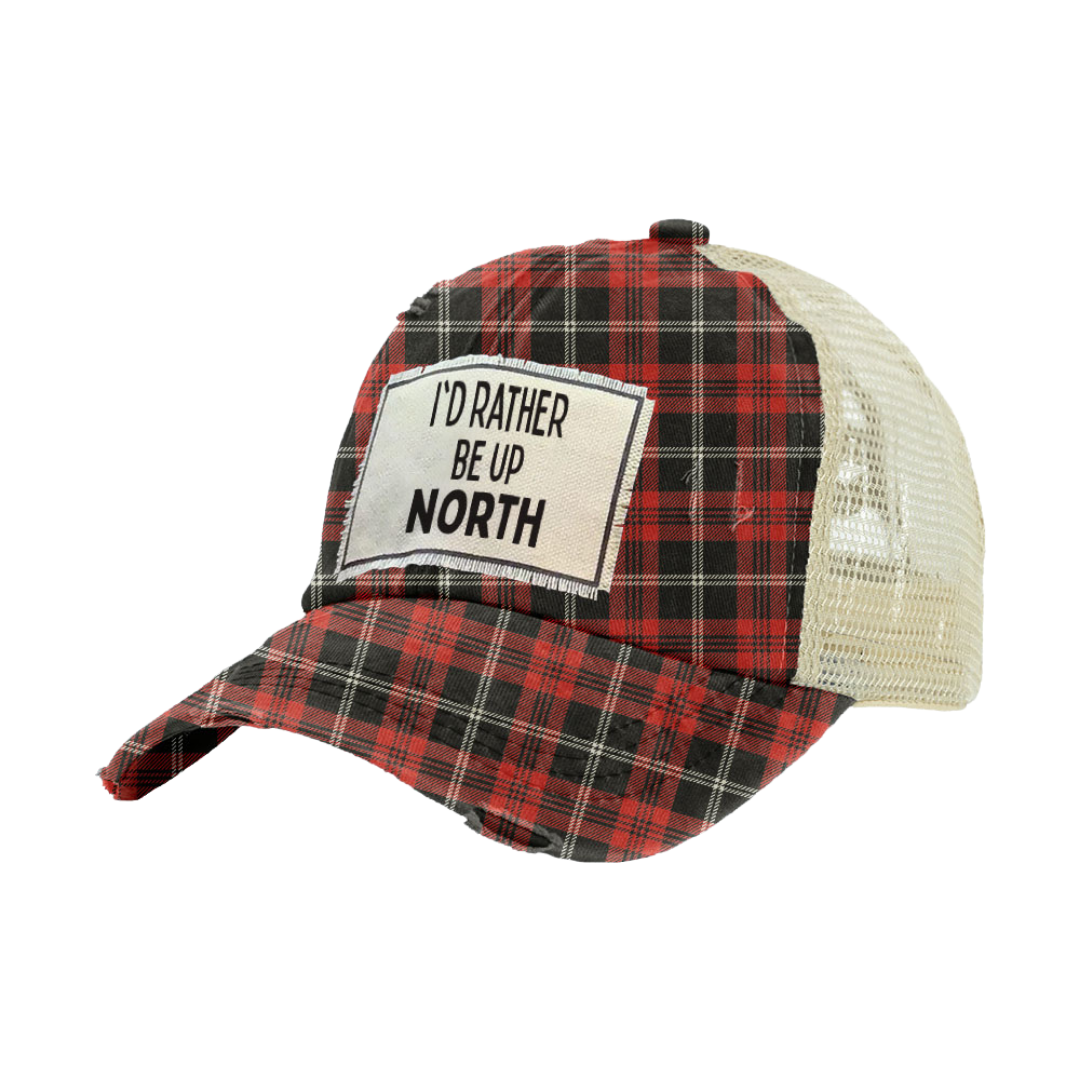 BRIEF INSANITY I'd Rather Be Up North - Vintage Distressed Trucker Adult Hat