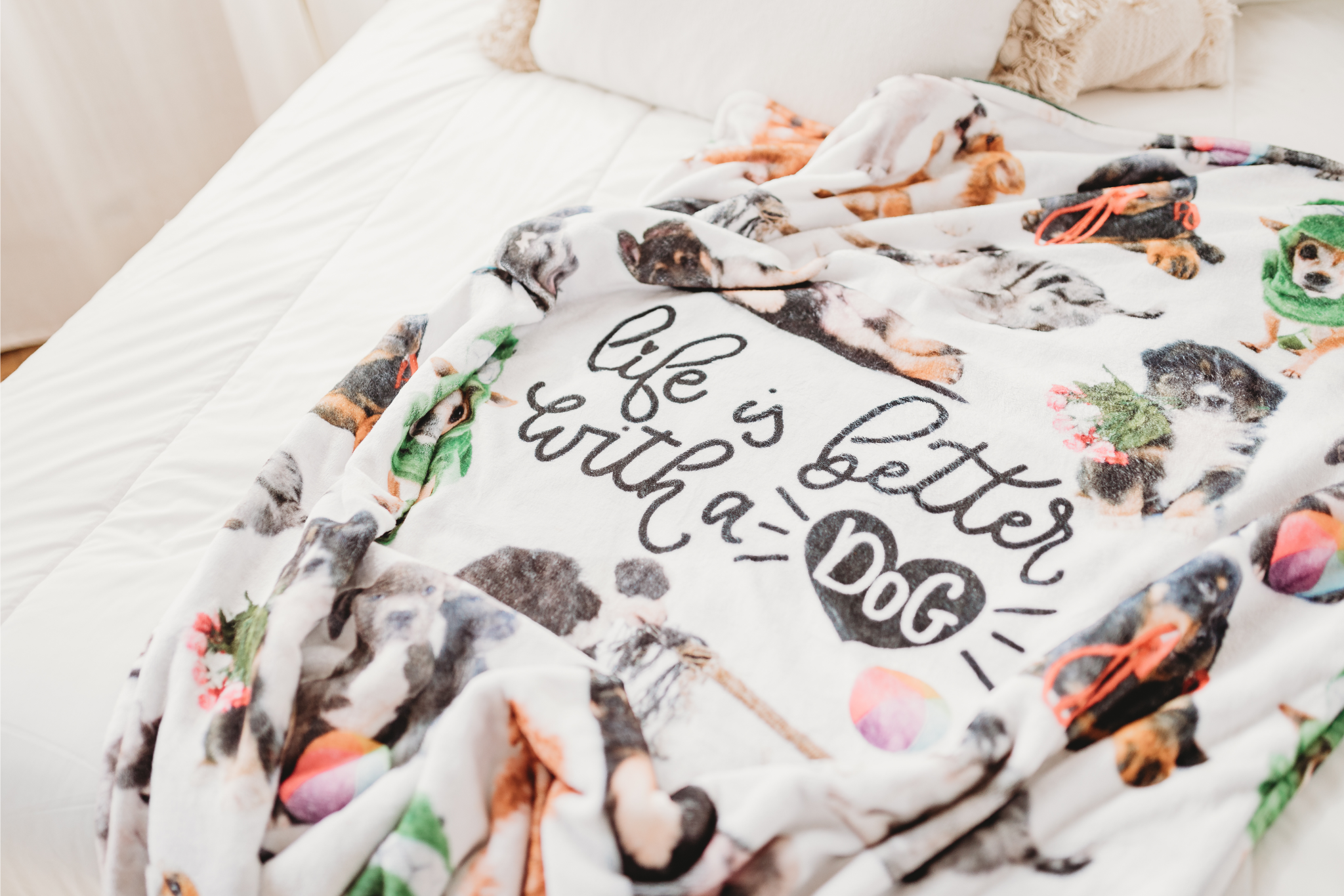 BRIEF INSANITY Life Is Better with A Dog Throw Blanket