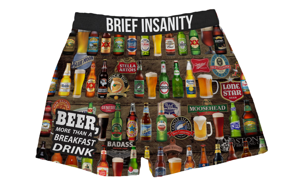 BRIEF INSANITY Beer for Breakfast Boxer Shorts
