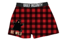 BRIEF INSANITY Be Wild Red Plaid Boxer Shorts
