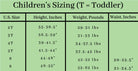 Children's Sizing (T = Toddler)
