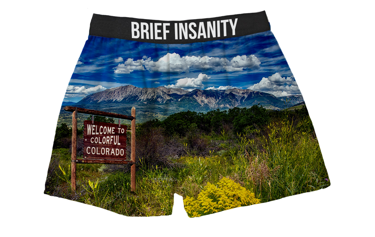 BRIEF INSANITY Welcome To Colorful Colorado Boxer Shorts