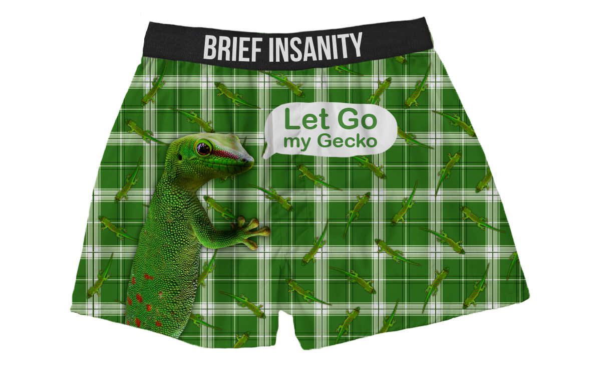 BRIEF INSANITY Let Go My Gecko Boxer Shorts