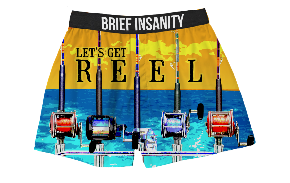 BRIEF INSANITY Lets Get Reel Boxer Shorts