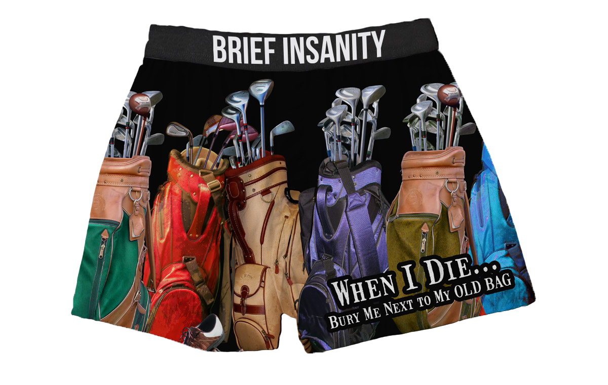 BRIEF INSANITY Golf When I Die Boxer Shorts