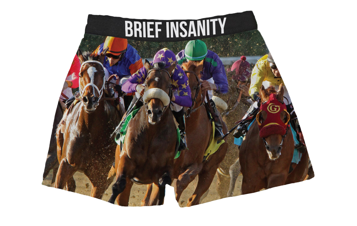 BRIEF INSANITY Horse Racing Boxer Shorts