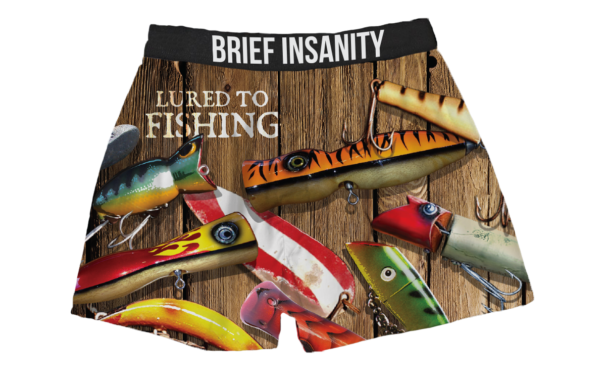 BRIEF INSANITY Lured to Fishing Boxer Shorts