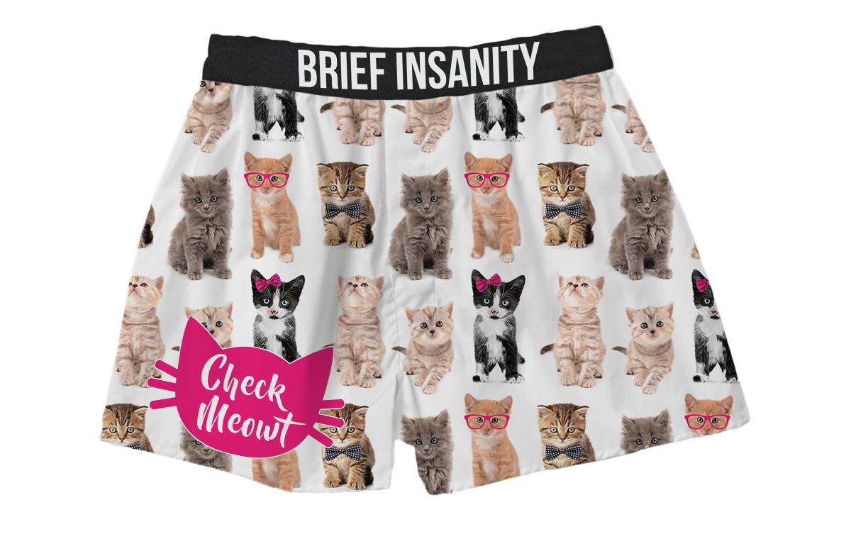 BRIEF INSANITY Check Meowt Boxer Shorts