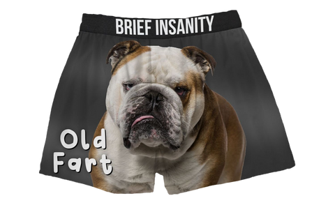 BRIEF INSANITY Comfortable Old Fart Dog Boxer Shorts