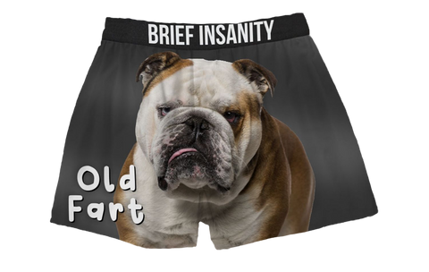 BRIEF INSANITY Comfortable Old Fart Dog Boxer Shorts | Brief Insanity