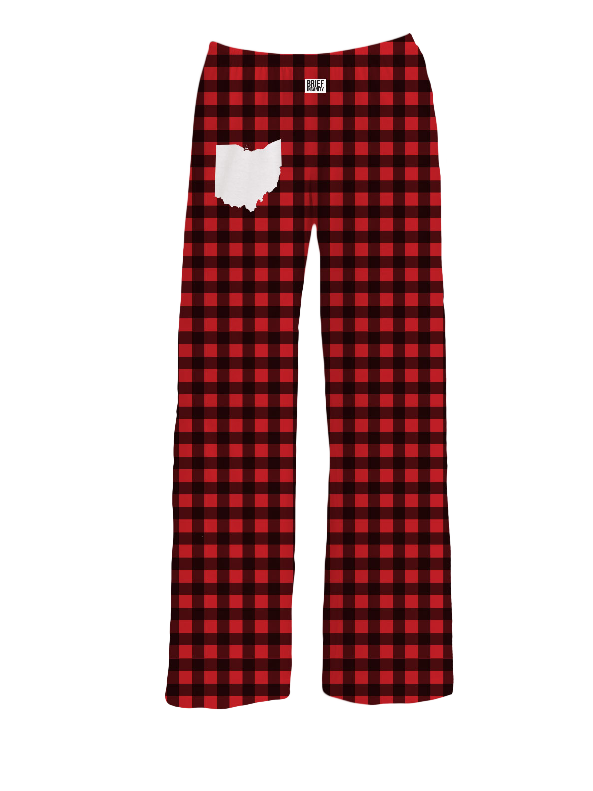 Ohio Red Buffalo Plaid Pajama Pants, Brief Insanity