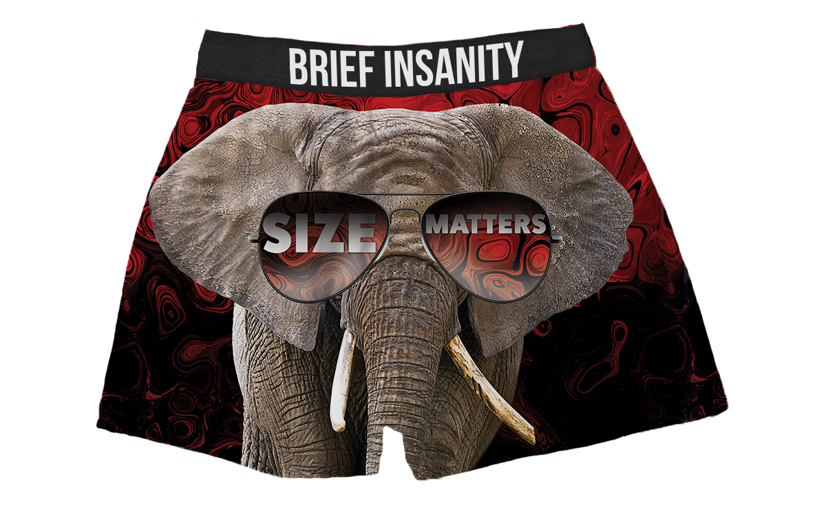 BRIEF INSANITY Elephant Size Matters Boxer Shorts