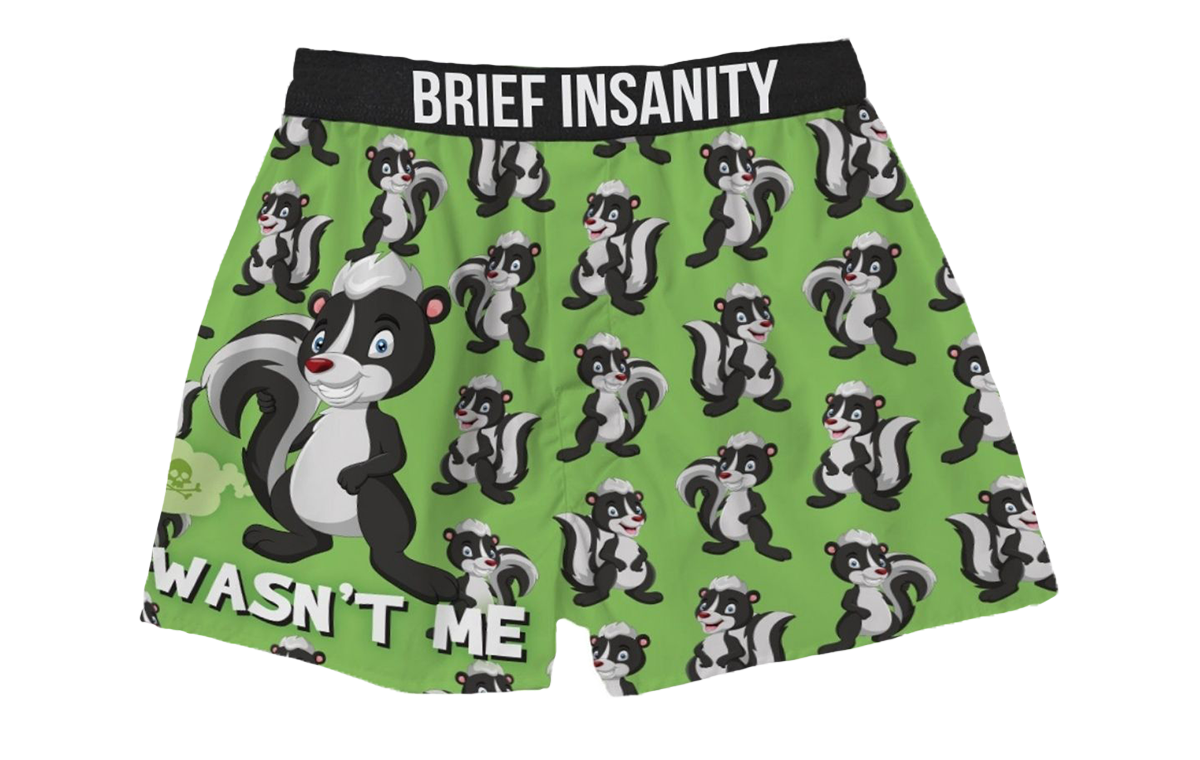 BRIEF INSANITY Skunk Wasn't Me Boxer Shorts