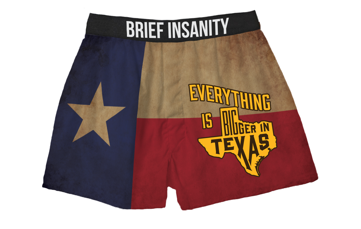 BRIEF INSANITY Bigger In Texas Boxer Shorts
