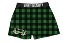 BRIEF INSANITY Trophy Husband Green Plaid Boxer Shorts